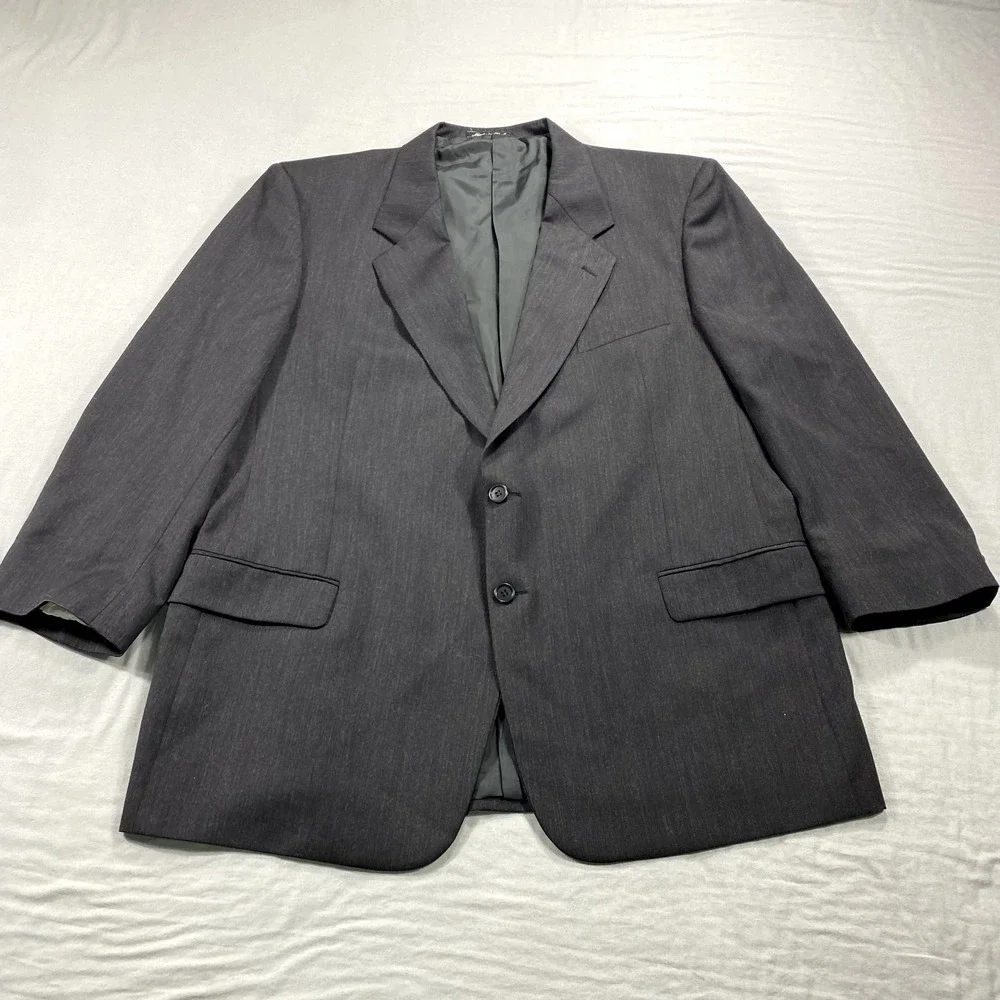 VINTAGE Ungaro Blazer Mens 48L Gray Wool 2-Button Sport Coat Jacket Paris